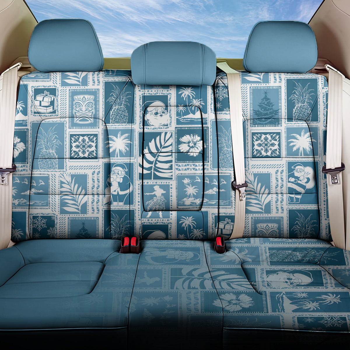 Hawaii Christmas Retro Patchwork Back Car Seat Cover Aquamarine LT7 - Wonder Print Shop