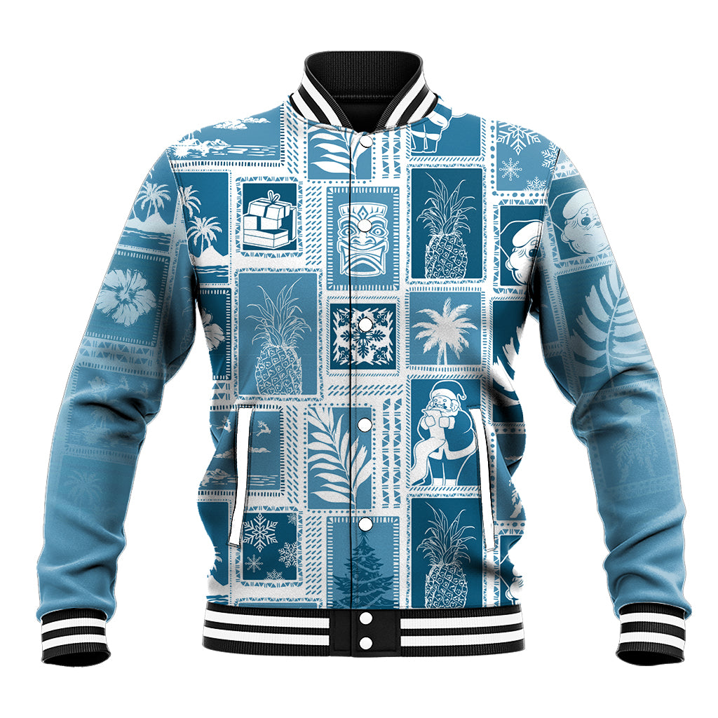 Hawaii Christmas Retro Patchwork Baseball Jacket Aquamarine LT7 - Wonder Print Shop