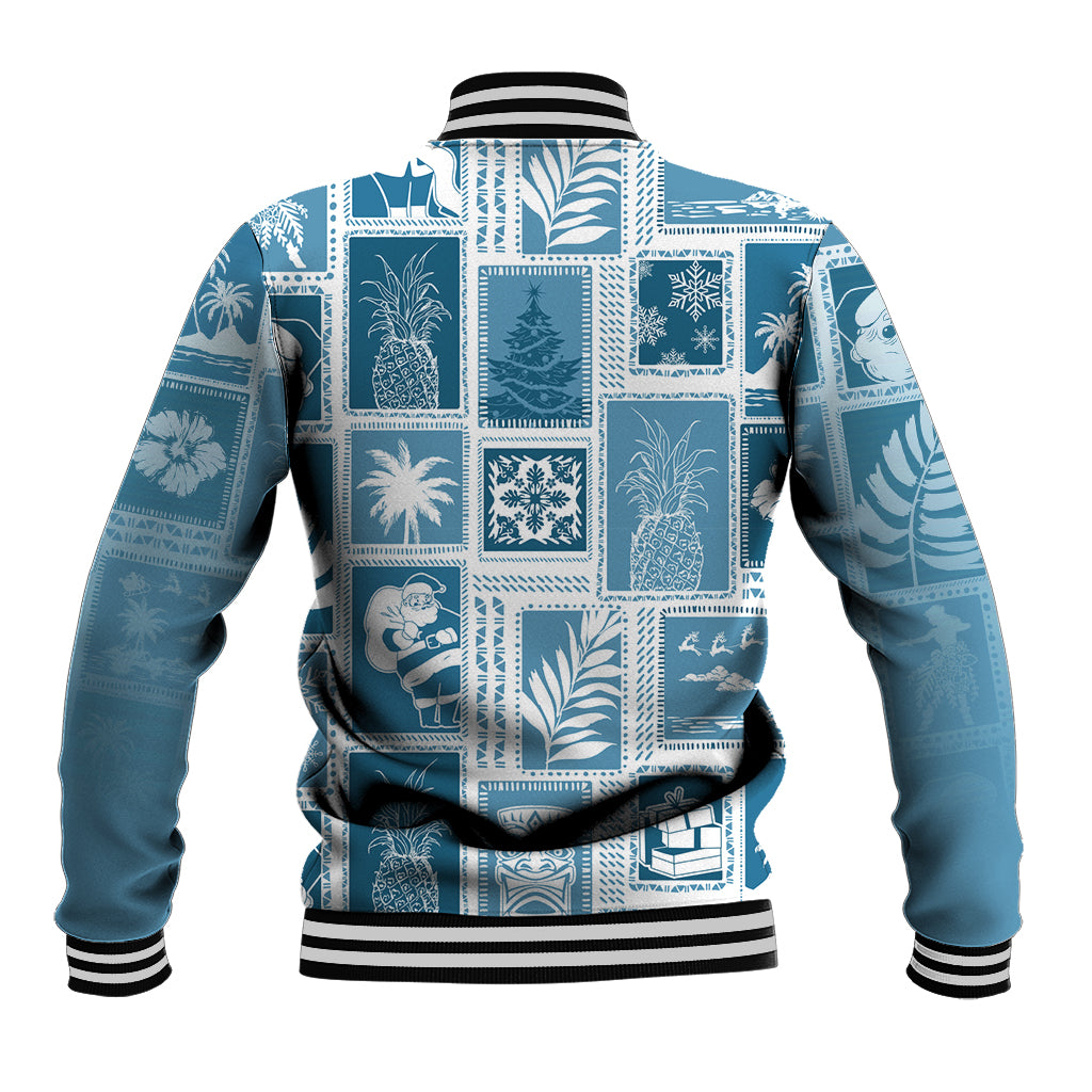 Hawaii Christmas Retro Patchwork Baseball Jacket Aquamarine LT7 - Wonder Print Shop