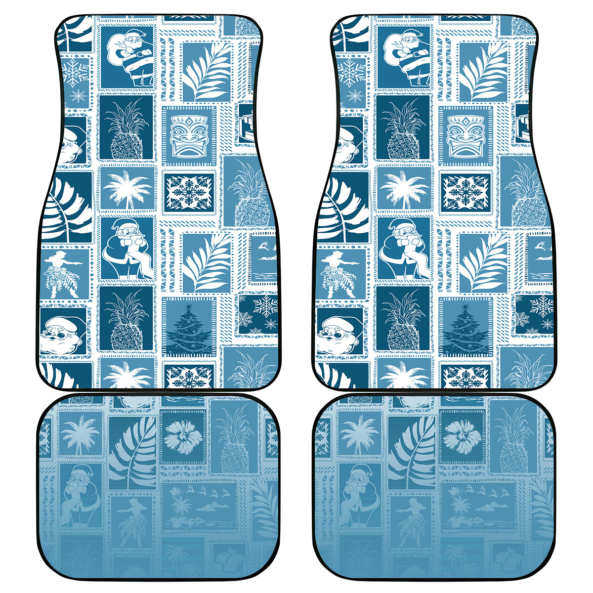 Hawaii Christmas Retro Patchwork Car Mats Aquamarine LT7 - Wonder Print Shop