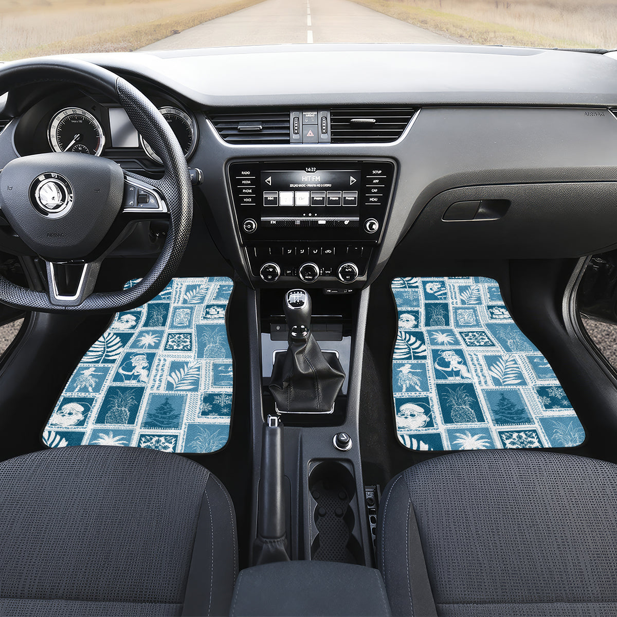 Hawaii Christmas Retro Patchwork Car Mats Aquamarine LT7 - Wonder Print Shop