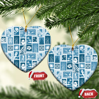 Hawaii Christmas Ceramic Ornament Retro Patchwork - Aquamarine LT7 - Wonder Print Shop