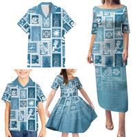 Hawaii Christmas Retro Patchwork Family Matching Puletasi Dress and Hawaiian Shirt Aquamarine - Wonder Print Shop