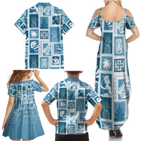 Hawaii Christmas Retro Patchwork Family Matching Summer Maxi Dress and Hawaiian Shirt Aquamarine - Wonder Print Shop