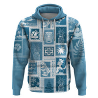 Hawaii Christmas Retro Patchwork Hoodie Aquamarine - Wonder Print Shop