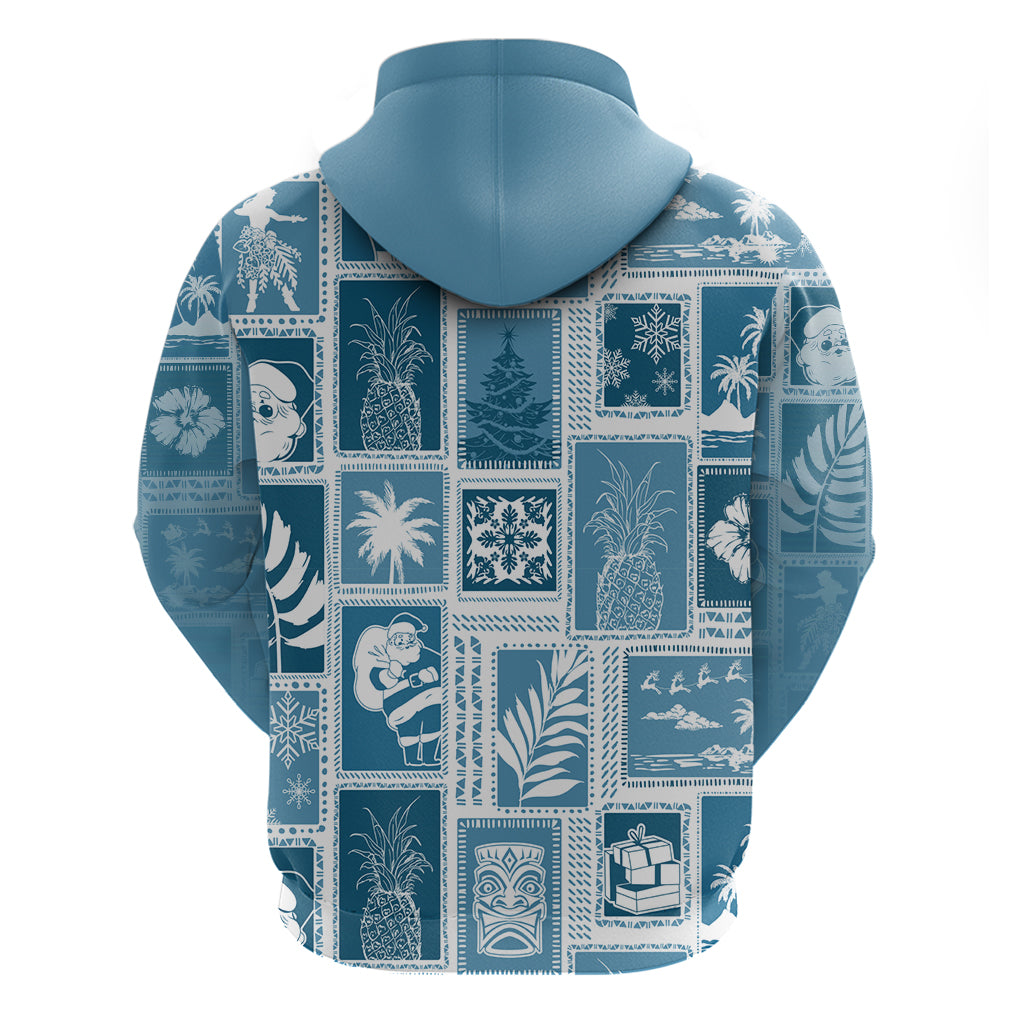 Hawaii Christmas Retro Patchwork Hoodie Aquamarine - Wonder Print Shop