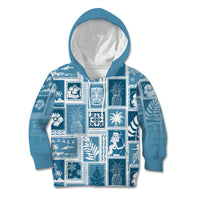 Hawaii Christmas Retro Patchwork Kid Hoodie Aquamarine - Wonder Print Shop
