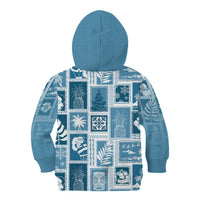 Hawaii Christmas Retro Patchwork Kid Hoodie Aquamarine - Wonder Print Shop