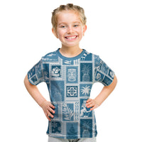 Hawaii Christmas Retro Patchwork Kid T Shirt Aquamarine - Wonder Print Shop