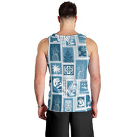 Hawaii Christmas Retro Patchwork Men Tank Top Aquamarine - Wonder Print Shop