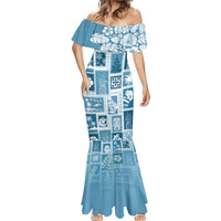 Hawaii Christmas Retro Patchwork Mermaid Dress Aquamarine - Wonder Print Shop