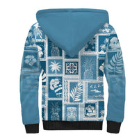 Hawaii Christmas Retro Patchwork Sherpa Hoodie Aquamarine - Wonder Print Shop