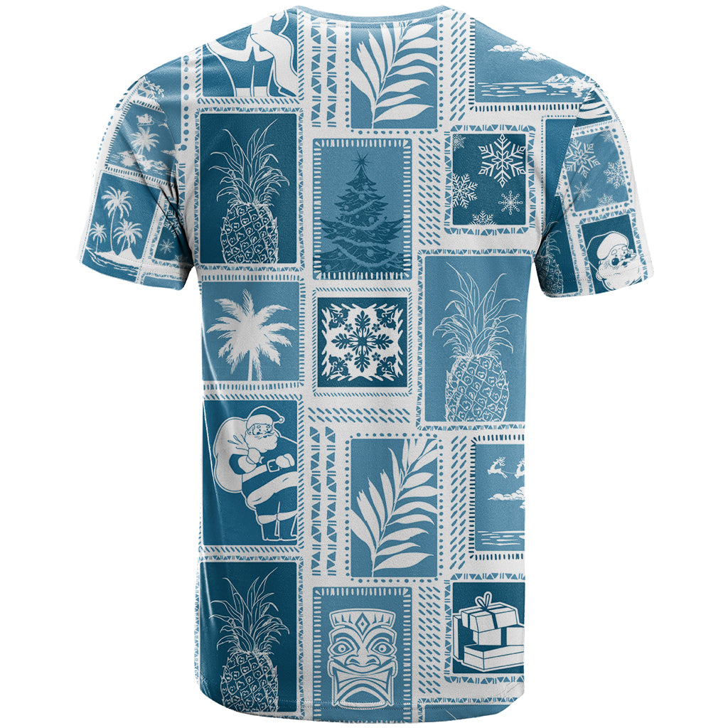 Hawaii Christmas Retro Patchwork T Shirt Aquamarine - Wonder Print Shop