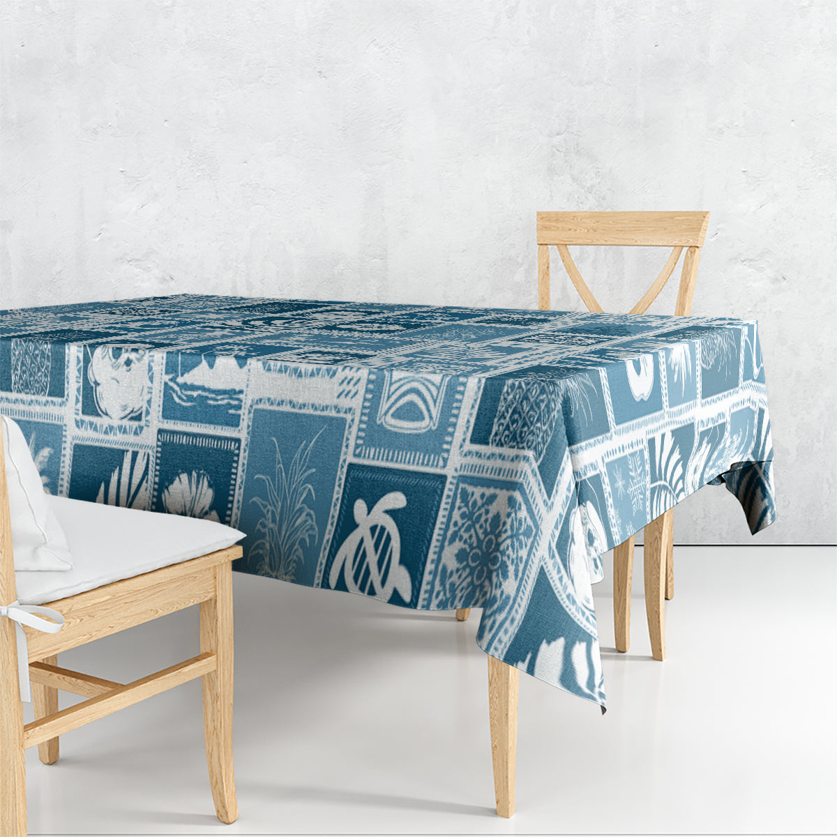 Hawaii Christmas Retro Patchwork Tablecloth Aquamarine - Wonder Print Shop