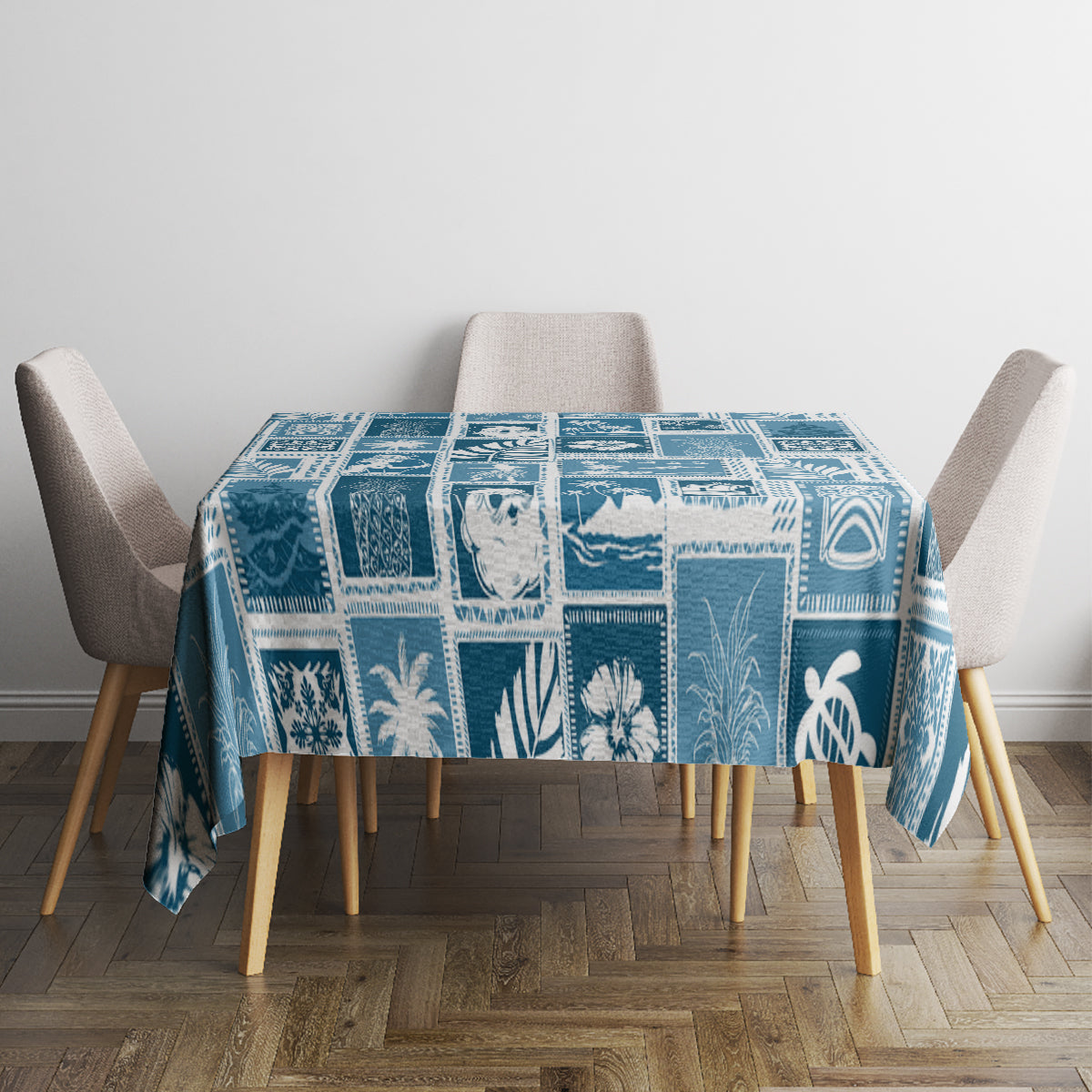 Hawaii Christmas Retro Patchwork Tablecloth Aquamarine - Wonder Print Shop