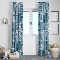 Hawaii Christmas Retro Patchwork Window Curtain Aquamarine - Wonder Print Shop