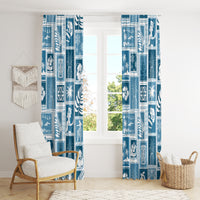 Hawaii Christmas Retro Patchwork Window Curtain Aquamarine - Wonder Print Shop