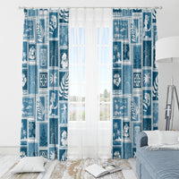 Hawaii Christmas Retro Patchwork Window Curtain Aquamarine - Wonder Print Shop