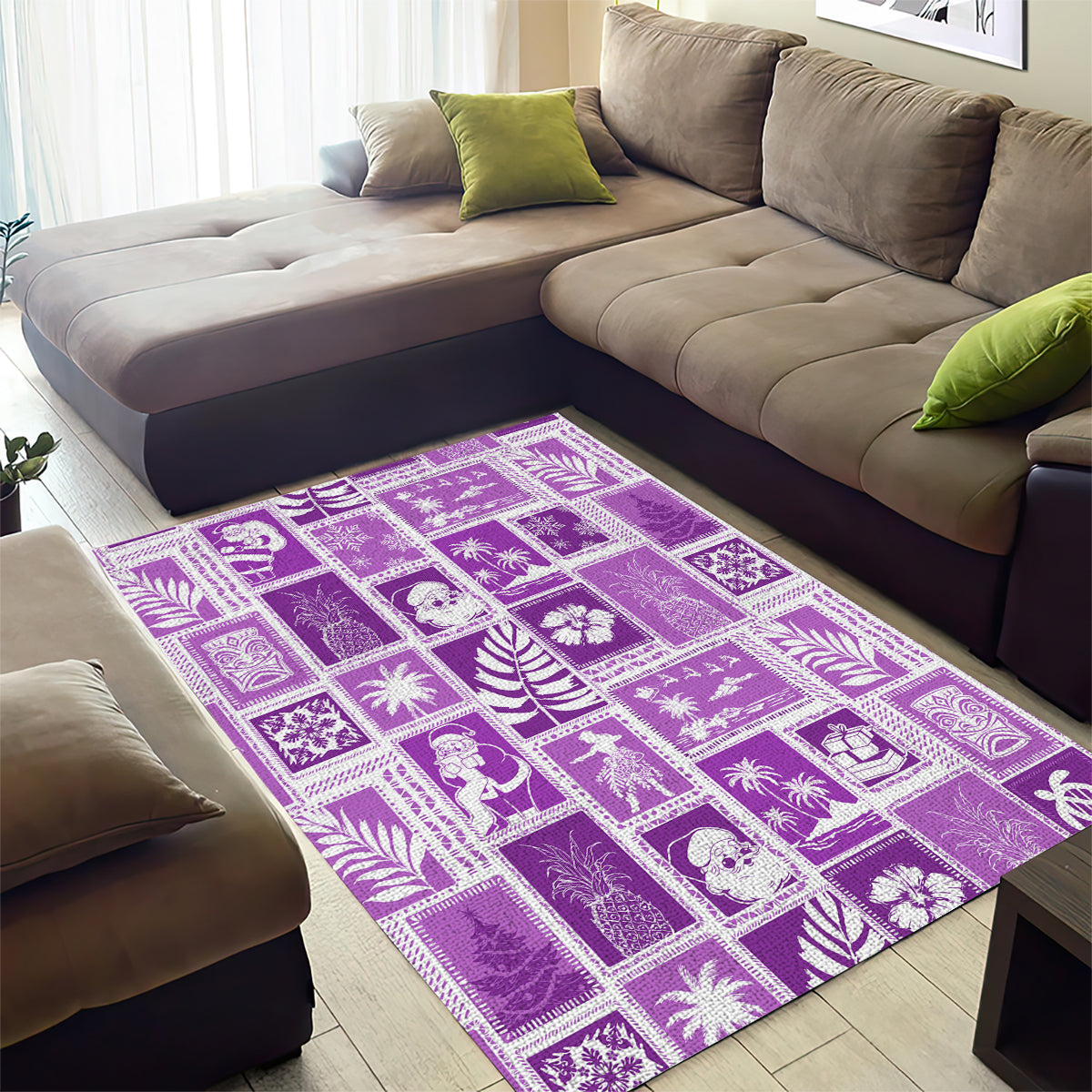 Hawaii Christmas Retro Patchwork Area Rug Violet LT7 - Wonder Print Shop