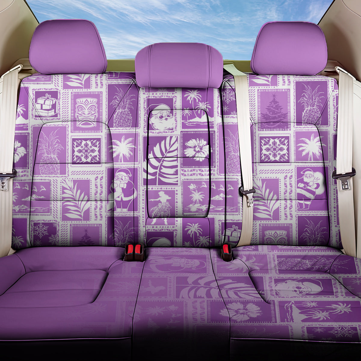 Hawaii Christmas Retro Patchwork Back Car Seat Cover Violet LT7 - Wonder Print Shop