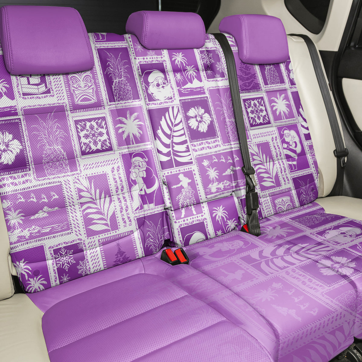 Hawaii Christmas Retro Patchwork Back Car Seat Cover Violet LT7 - Wonder Print Shop