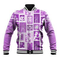 Hawaii Christmas Retro Patchwork Baseball Jacket Violet LT7 - Wonder Print Shop