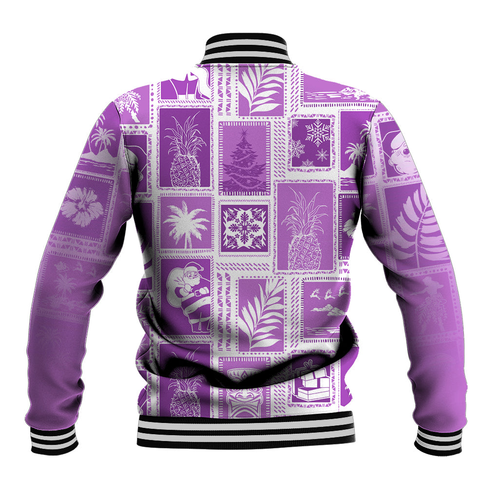 Hawaii Christmas Retro Patchwork Baseball Jacket Violet LT7 - Wonder Print Shop