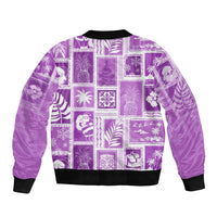 Hawaii Christmas Retro Patchwork Bomber Jacket Violet LT7 - Wonder Print Shop