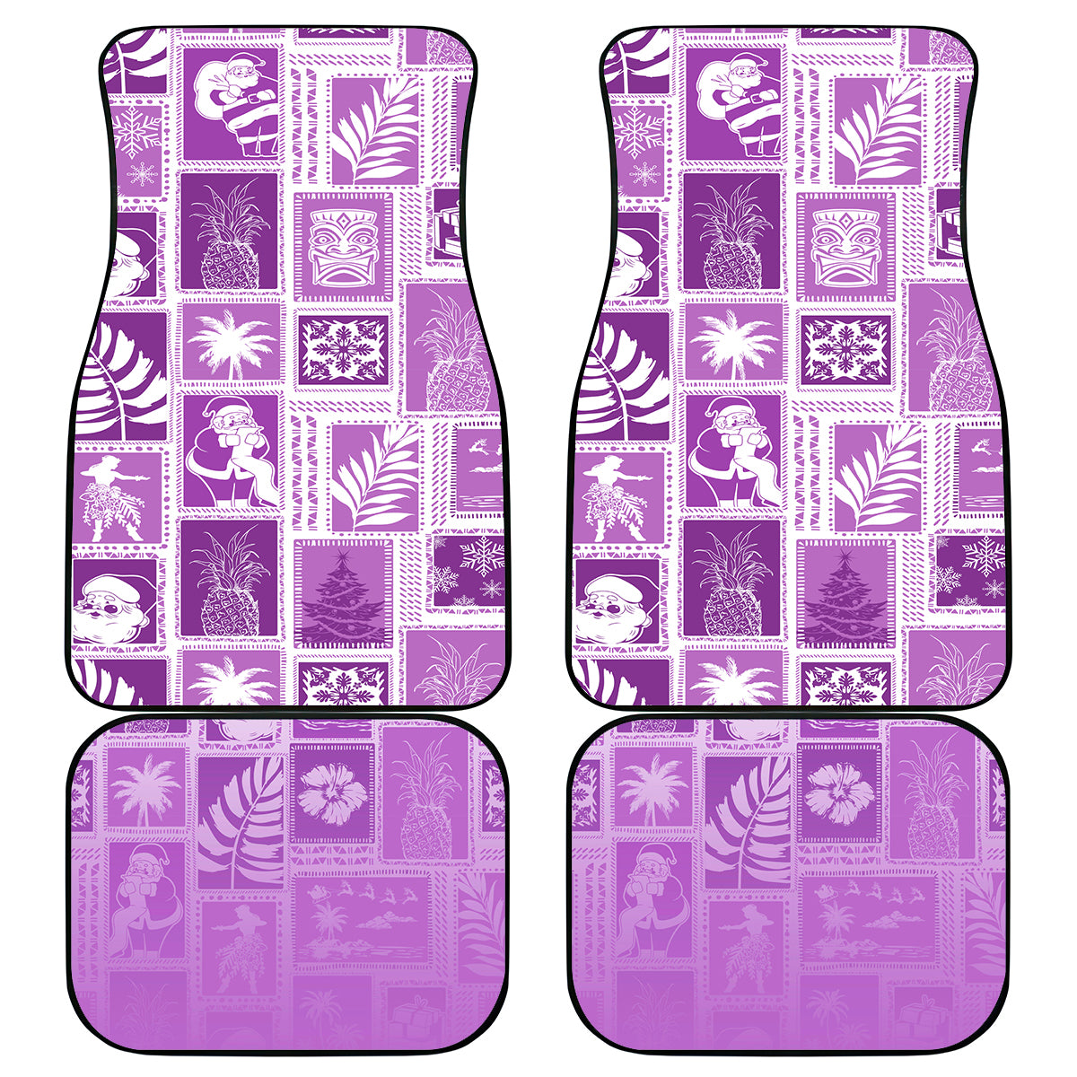 Hawaii Christmas Retro Patchwork Car Mats Violet LT7 - Wonder Print Shop