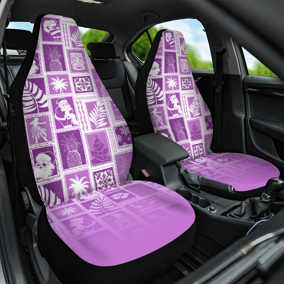 Hawaii Christmas Retro Patchwork Car Seat Cover Violet LT7 - Wonder Print Shop