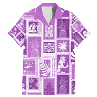 Hawaii Christmas Retro Patchwork Family Matching Mermaid Dress and Hawaiian Shirt Violet LT7 - Wonder Print Shop