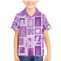 Hawaii Christmas Retro Patchwork Family Matching Mermaid Dress and Hawaiian Shirt Violet LT7 - Wonder Print Shop