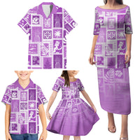 Hawaii Christmas Retro Patchwork Family Matching Puletasi Dress and Hawaiian Shirt Violet - Wonder Print Shop