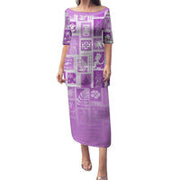 Hawaii Christmas Retro Patchwork Family Matching Puletasi Dress and Hawaiian Shirt Violet - Wonder Print Shop