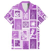 Hawaii Christmas Retro Patchwork Family Matching Short Sleeve Bodycon Dress and Hawaiian Shirt Violet - Wonder Print Shop