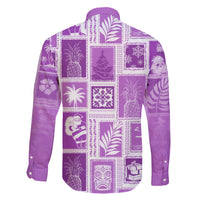 Hawaii Christmas Retro Patchwork Family Matching Short Sleeve Bodycon Dress and Hawaiian Shirt Violet - Wonder Print Shop