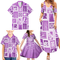 Hawaii Christmas Retro Patchwork Family Matching Summer Maxi Dress and Hawaiian Shirt Violet - Wonder Print Shop