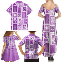 Hawaii Christmas Retro Patchwork Family Matching Summer Maxi Dress and Hawaiian Shirt Violet - Wonder Print Shop