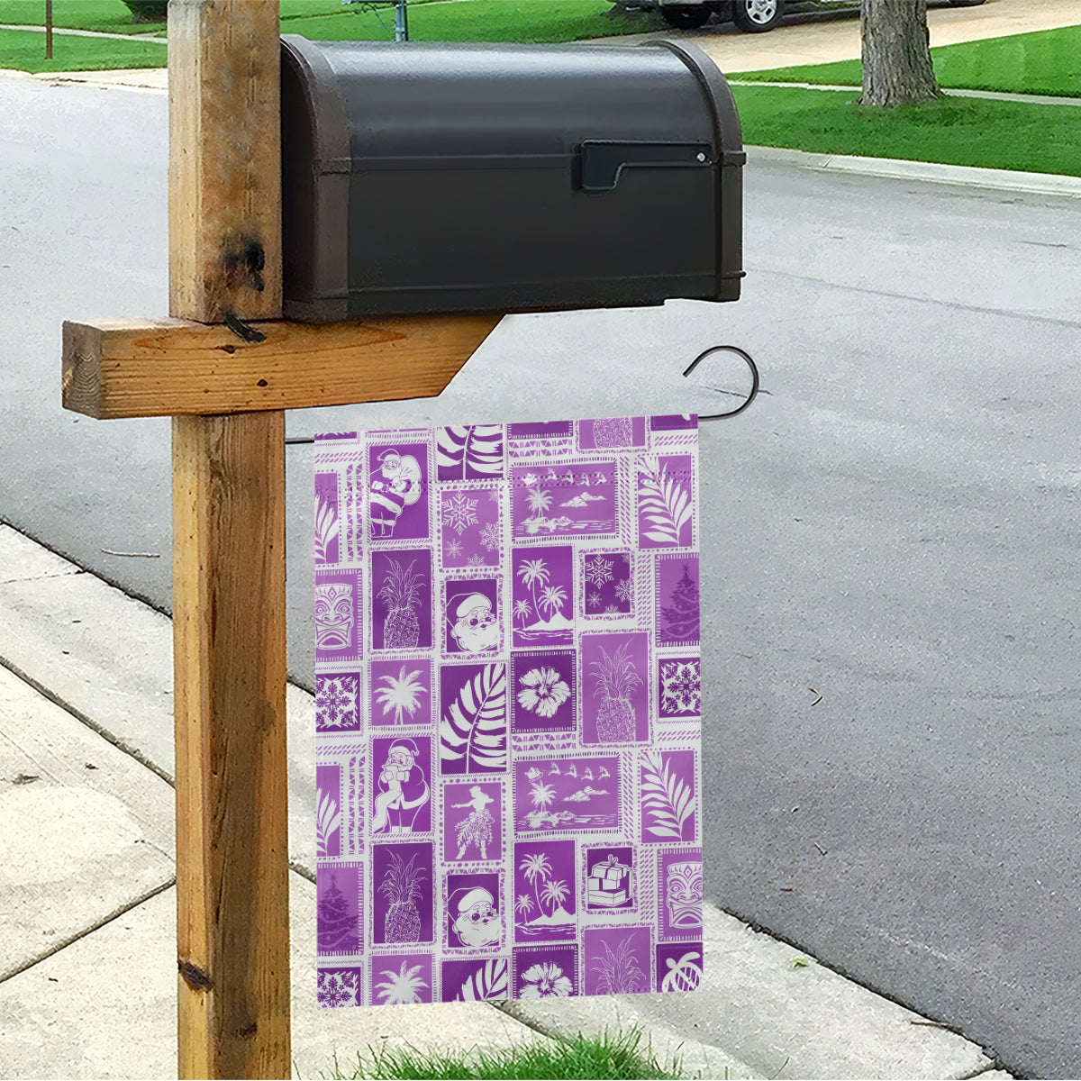 Hawaii Christmas Retro Patchwork Garden Flag Violet - Wonder Print Shop