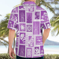 Hawaii Christmas Retro Patchwork Hawaiian Shirt Violet - Wonder Print Shop