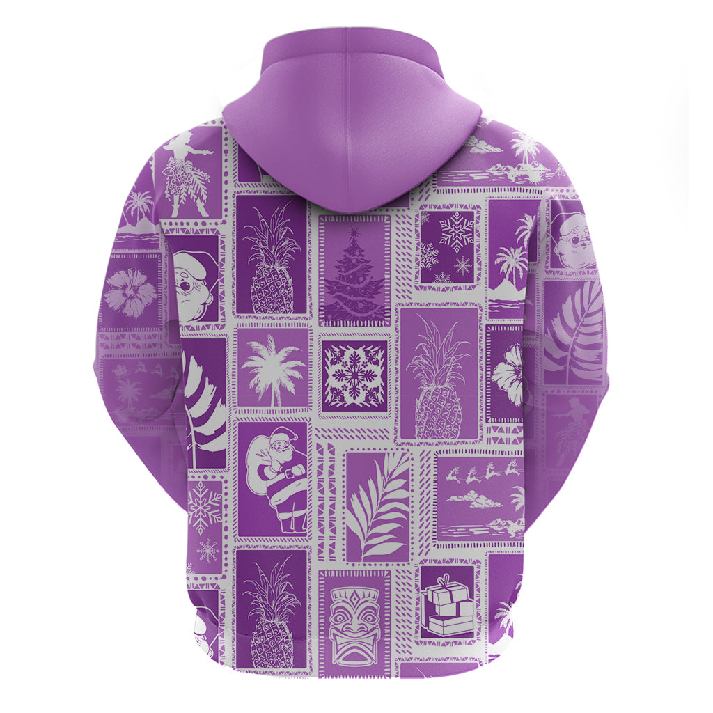 Hawaii Christmas Retro Patchwork Hoodie Violet - Wonder Print Shop