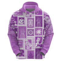 Hawaii Christmas Retro Patchwork Hoodie Violet - Wonder Print Shop