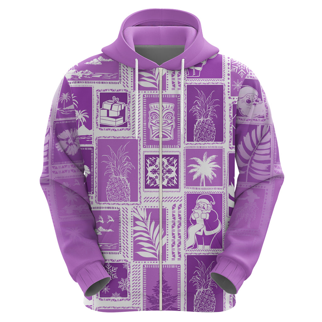 Hawaii Christmas Retro Patchwork Hoodie Violet - Wonder Print Shop