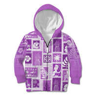 Hawaii Christmas Retro Patchwork Kid Hoodie Violet - Wonder Print Shop