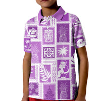 Hawaii Christmas Retro Patchwork Kid Polo Shirt Violet - Wonder Print Shop
