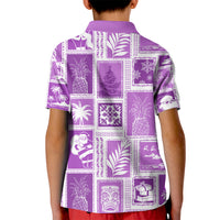 Hawaii Christmas Retro Patchwork Kid Polo Shirt Violet - Wonder Print Shop