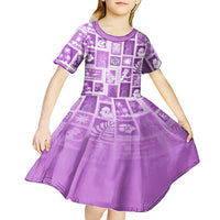Hawaii Christmas Retro Patchwork Kid Short Sleeve Dress Violet - Wonder Print Shop
