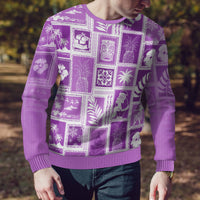 Hawaii Christmas Ugly Christmas Sweater Retro Patchwork - Violet - Wonder Print Shop
