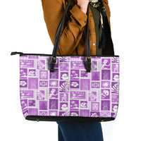 Hawaii Christmas Retro Patchwork Leather Tote Bag Violet - Wonder Print Shop
