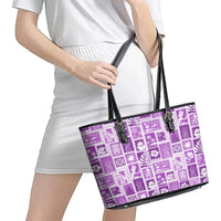 Hawaii Christmas Retro Patchwork Leather Tote Bag Violet - Wonder Print Shop